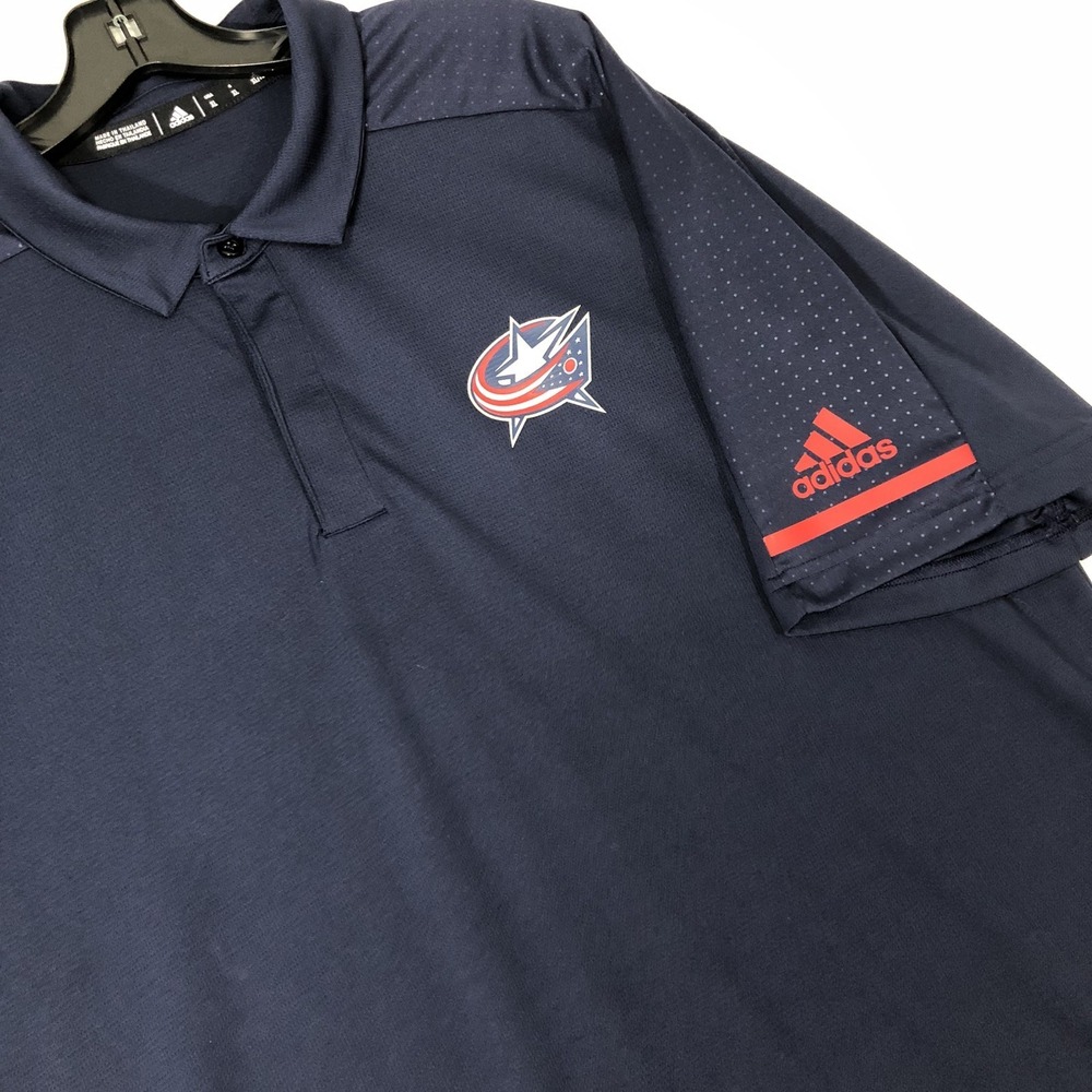 Adidas Polo Shirt Men's Size XL Navy Blue Columbus Blue Jackets NHL Climalite